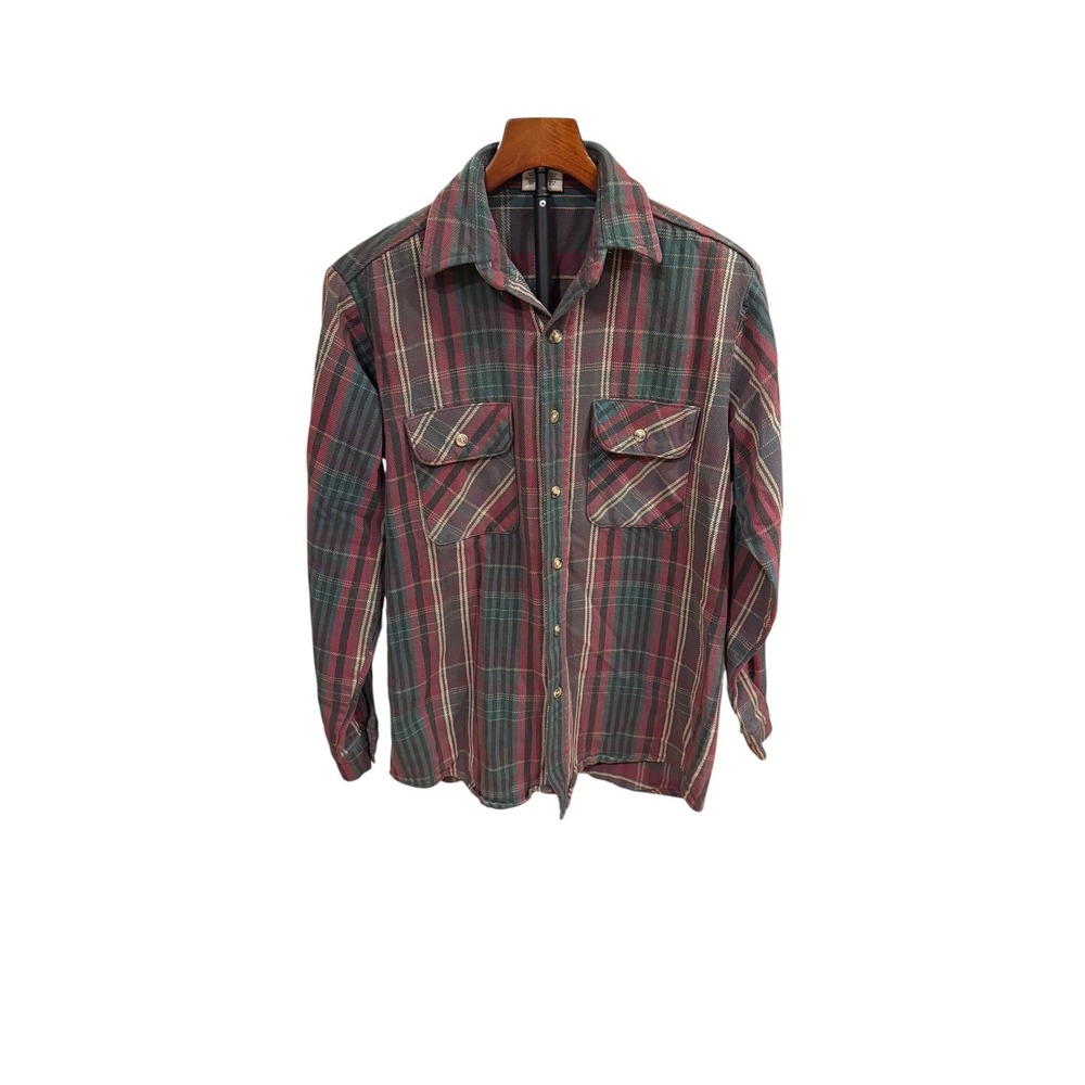 Five Brother Vintage Plaid Flannel Shirt Mens‎ Tall Medium Red Green Workwear